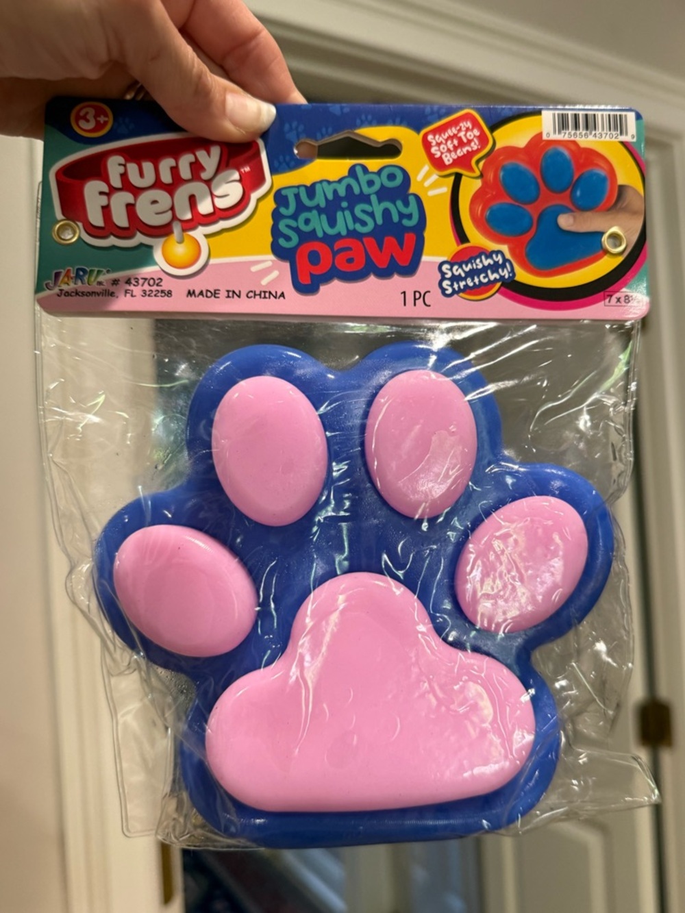JA-RU Furry Frens Jumbo Squishy Paw - Blue & Pink